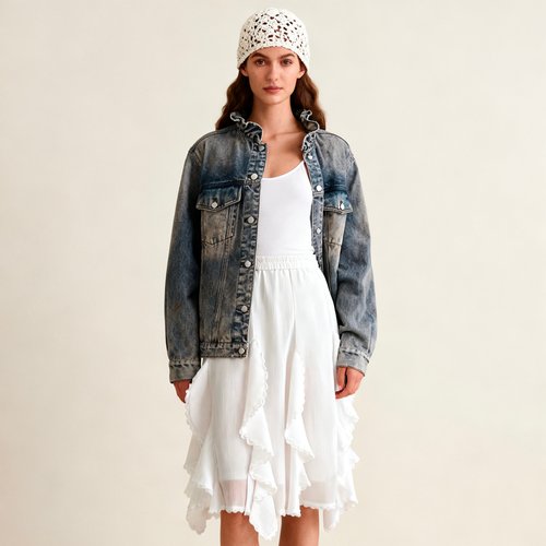 LOLO MIRIAM | 25秋 做旧秋季短外套春秋宽松型牛仔外套313W7A014