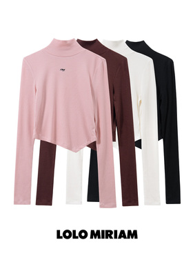 LOLO MIRIAM25秋莱赛尔不规则半高领打底衫修身型313W7T012