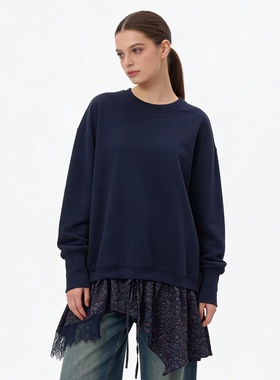 LOLO MIRIAM春复古拼接圆领卫衣裙小众收腰慵懒连衣裙203127W001