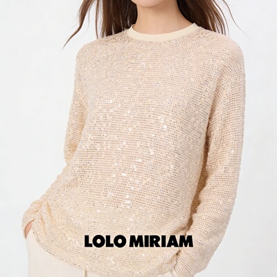 LOLO MIRIAM26春亮片套头镂空罩衫宽松落肩慵懒风213220C020