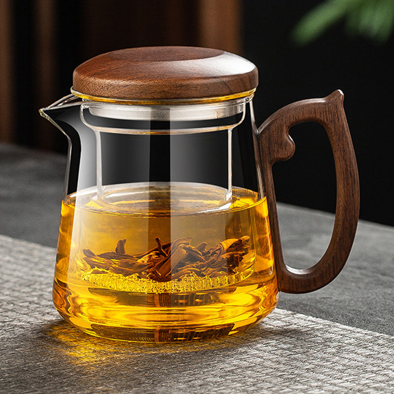 新款全玻璃内胆泡茶壶加厚茶水分离泡茶杯办公家用功夫茶具花茶壶