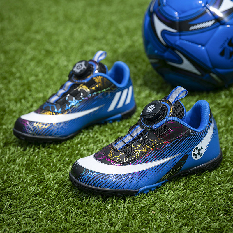 回力专业免系带旋纽扣女童足球鞋碎钉TF长钉防滑儿童成人中小学生