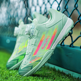 回力新款粉色女童专业足球鞋tf碎钉旋转纽扣女孩女生专用训练球鞋