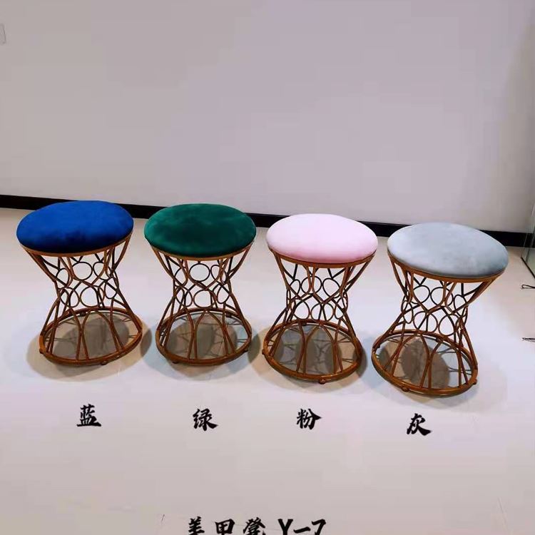好货镂空几何靠背美甲桌椅子凳梳妆凳圆凳沙发椅休闲椅