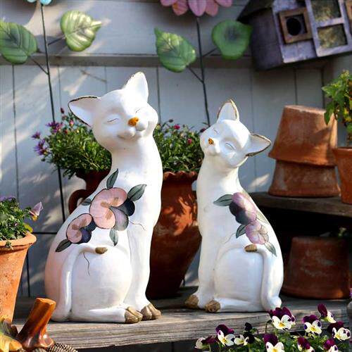 极速猫咪摆件北欧手工画树脂花园造景装饰园艺阳台庭院花架摆花盆
