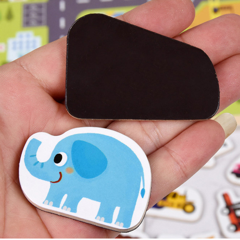 极速Wooden Magnetic Puzzle Animal Traffic Vehicle Scenes Gam