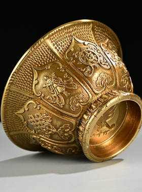 八吉祥供水杯供佛杯纯铜佛前供杯摆件家用矮脚供水碗八供杯圣水杯