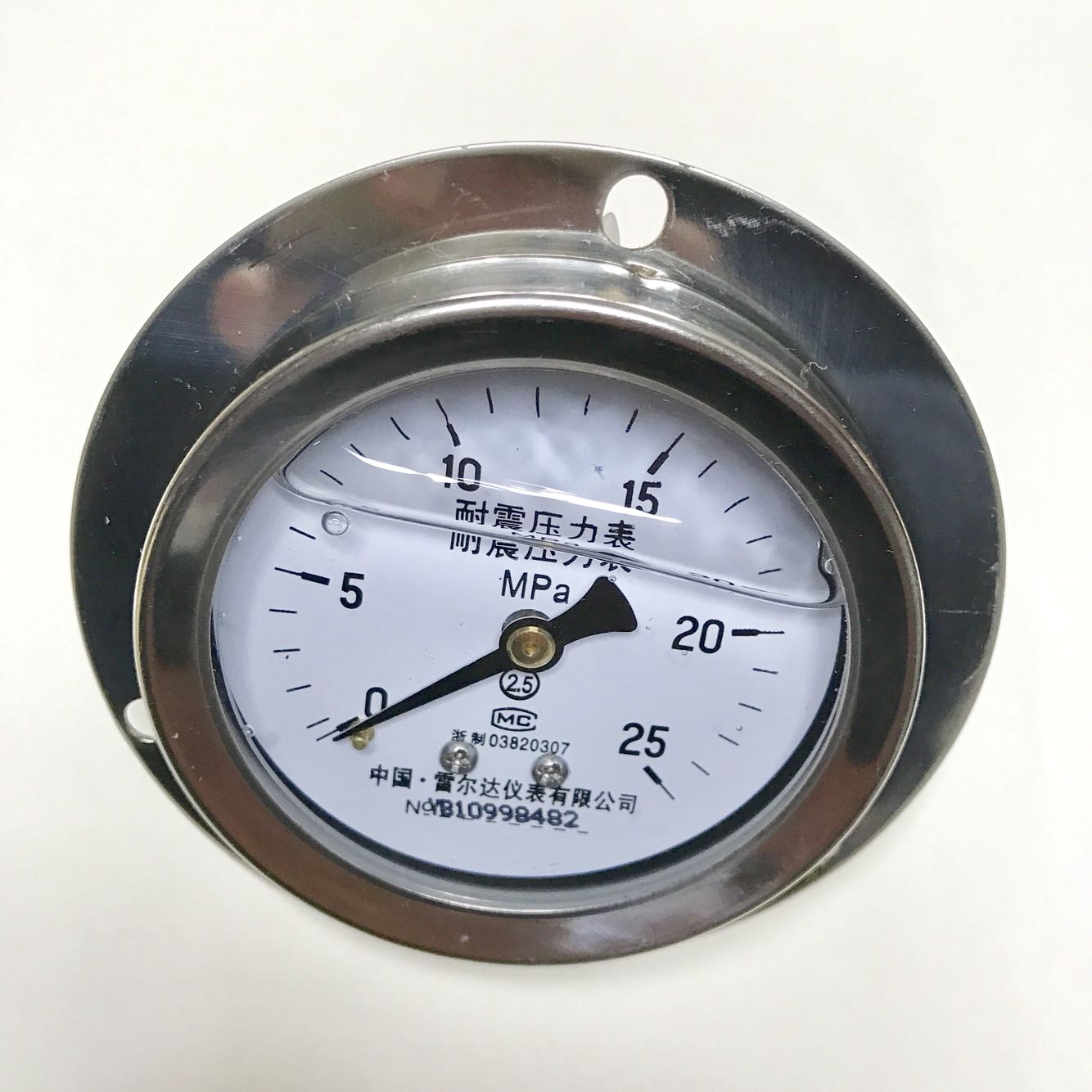 好货0-25mpa 仪表 m14 直径87 轴向带边注油型压力表 不锈钢壳