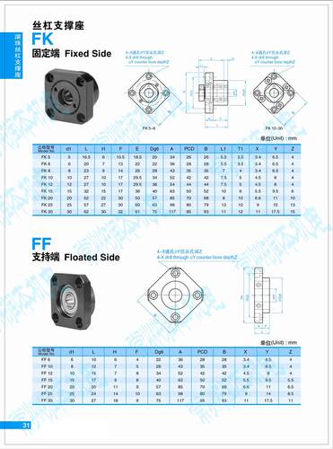 好货滚珠丝杆支撑座FKFF6 FKFF8 FKF10 FKFF12 FKFF15 FK20 FKFF2
