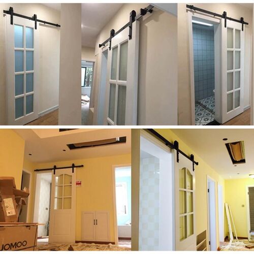 极速183/200CM Barn Door Hanging Rail  Europe Rustic Black Sl