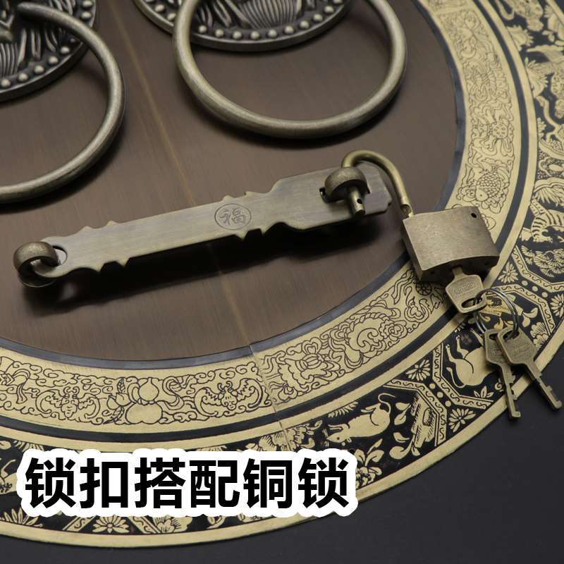 仿古纯铜兽头门环木门大门麒麟拉手把手别墅四合院虎头拉环老式锁