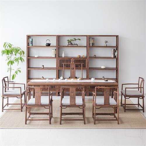 淘渊居-书房书桌实木办公桌画案桌新中式茶桌轻奢简约榆木大茶台