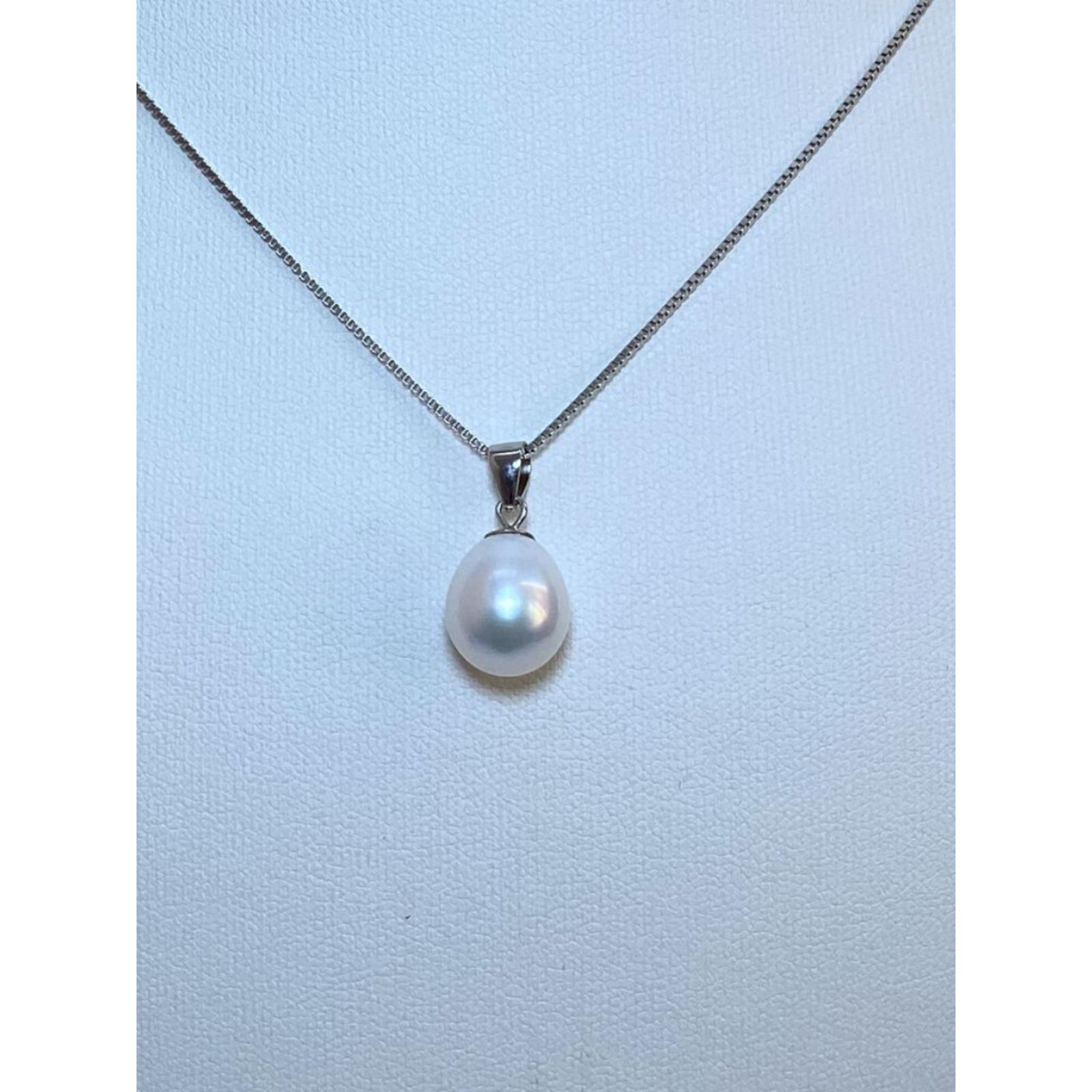 天然白色米形淡水无核珍珠吊坠水滴形单颗百搭项链坠子不含链条