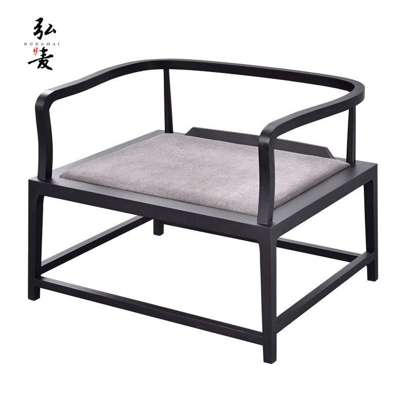 打坐椅新中式实木圈椅围椅泡茶椅子主人椅白蜡木盘腿禅修靠背禅椅