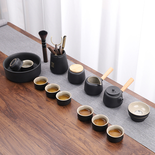 家用客厅中式 茶具套装 简约办公室陶瓷黑陶泡茶壶茶杯小套功夫茶具