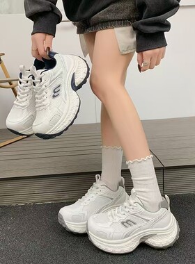 6cm【M字潮鞋】厚底松糕老爹鞋2026春款白色休闲运动鞋2603