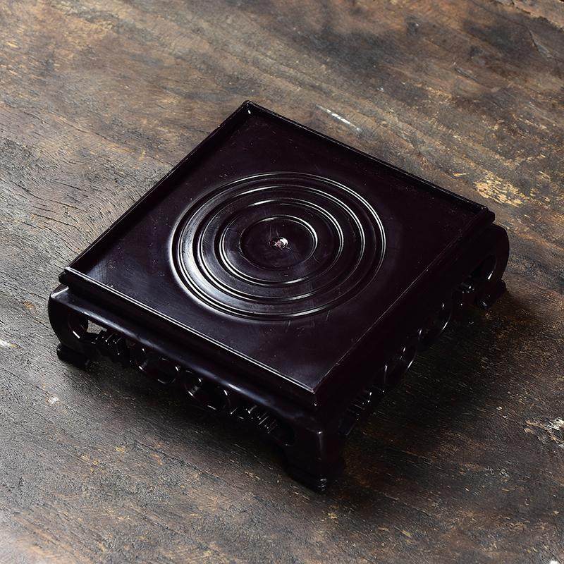 塑料底座花盆托盘底托圆形底座加厚底盘中国风方形奇石摆件大号