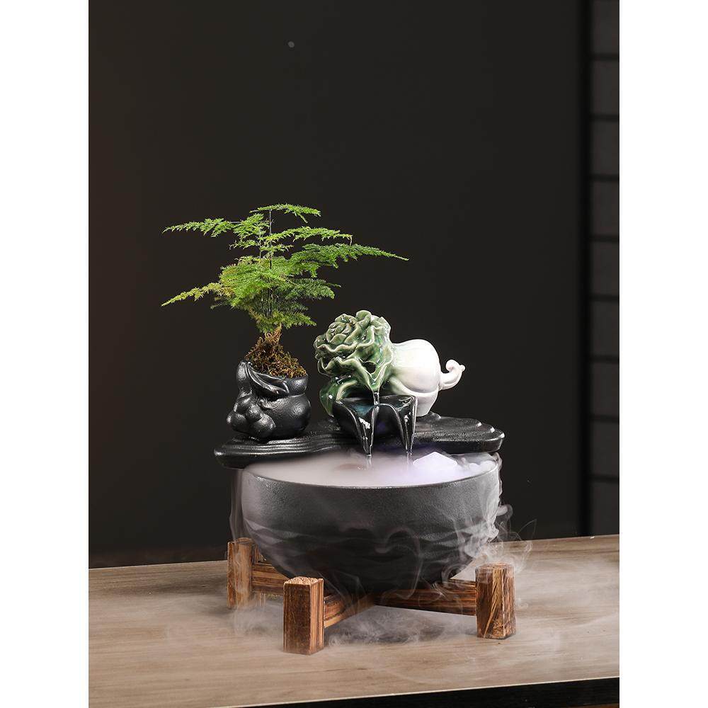 新中式白瓷流水招财摆件创意百财来福茶壶循环水办公室桌面装饰品,工业油品/胶粘/化学/实验室用品,烧杯/烧瓶,淘宝优惠券,粉丝福利购,淘宝优惠卷