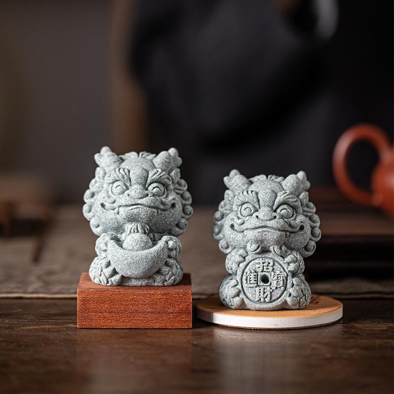 国潮可爱祥龙招财元宝铜币茶宠摆件创意吉祥物鱼缸造景桌面装饰品