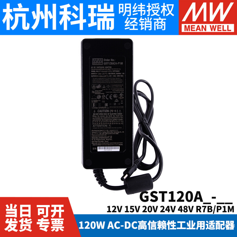 GST120A明纬A12/A15/A20/A24/A48开关电源R7B适配器P1M 12V24V GS