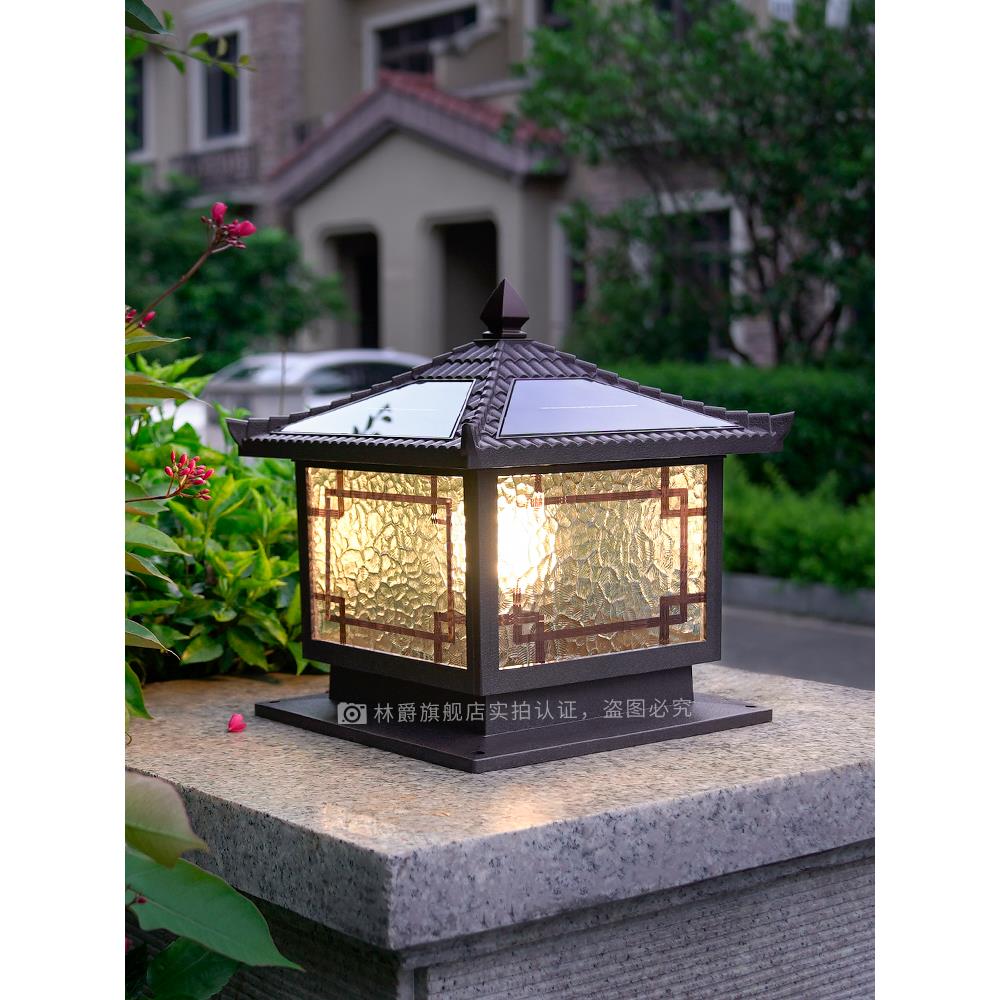 太阳能柱头灯户外门柱灯别墅庭院灯大门两侧柱子灯围墙灯接电款