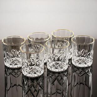 啤酒水晶玻璃杯家用威士忌烈酒杯酒吧杯子洋酒杯耐热水杯6只套装