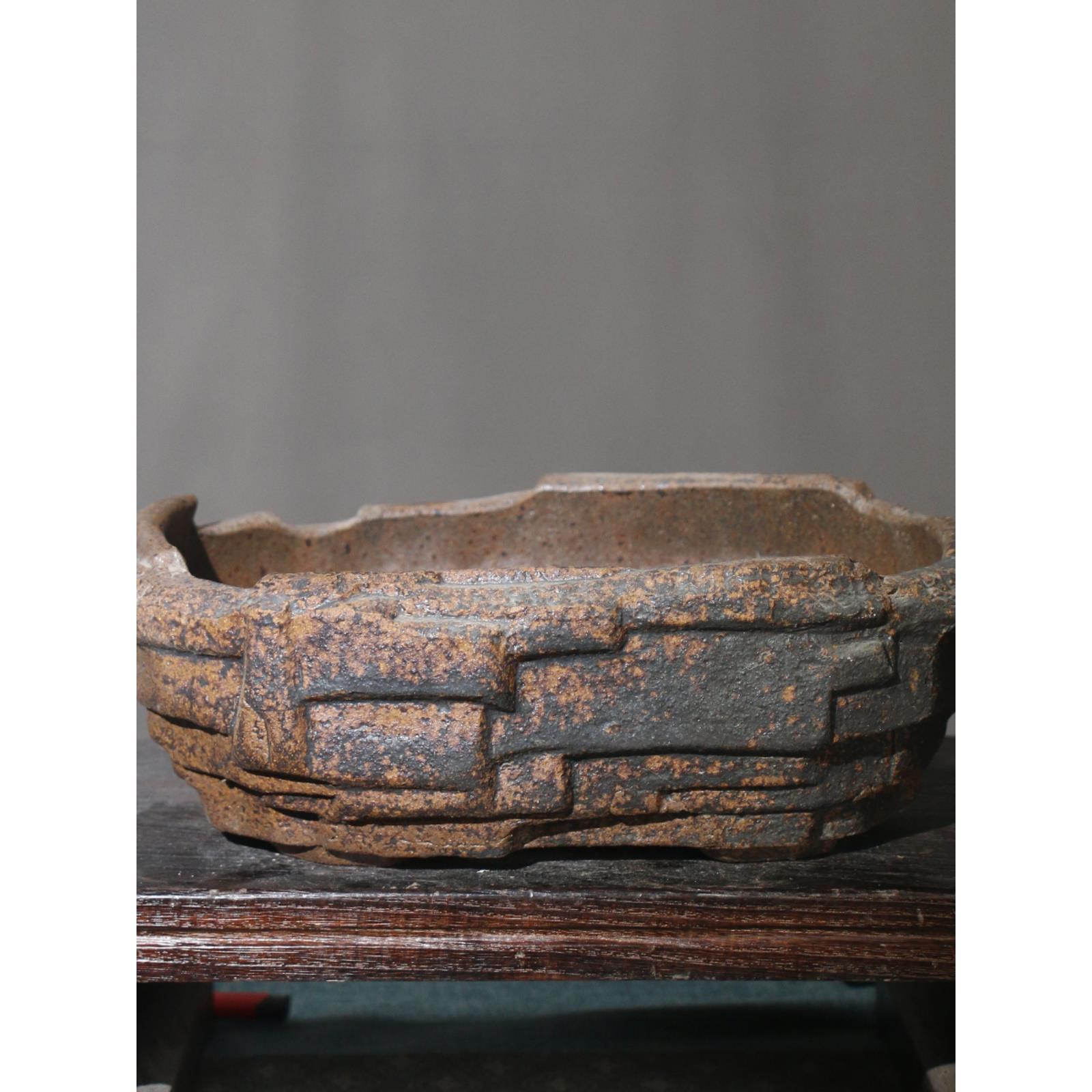 紫砂花盆、异型壶、盆景壶、创意壶、无孔粗陶、彷古木烧古典壶、