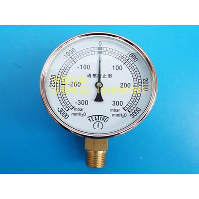 100MM径向正负300mbar真空压力表，毫巴负压表，毫巴压力真空表