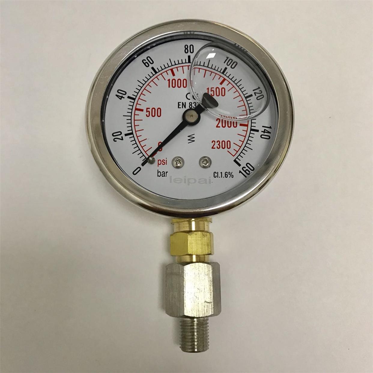 160bar 2300psi （16mpa) 压力表 直径前61mm-后68mm 螺纹m10x1
