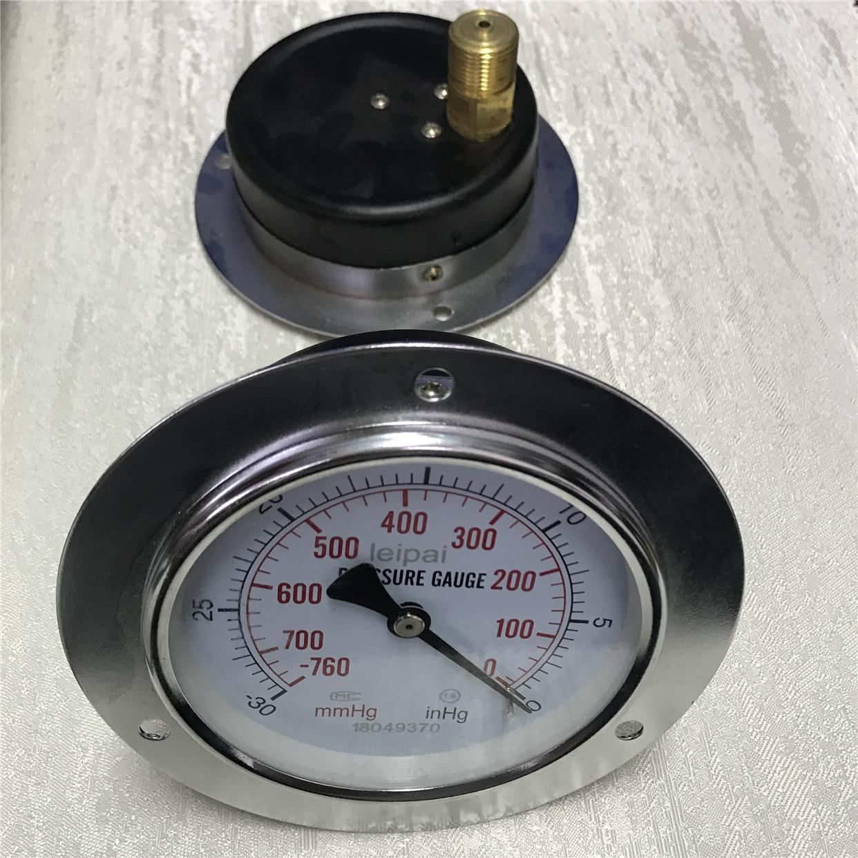 轴向带边真空表 直径100mm 负压范围 -30～0inHg  -760～0mmHg