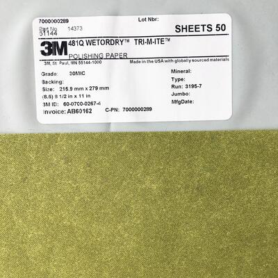 3M 481Q WETORDRY TRI-M-ITE 30mic 15mic 精密研磨砂纸抛光打磨