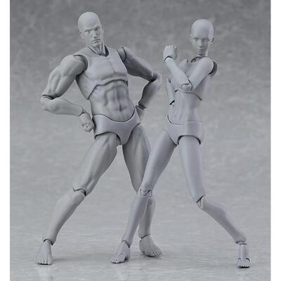 绘画素体 figma 青年版 2.0素体 肌肤银灰男女 关节可动 手办人偶