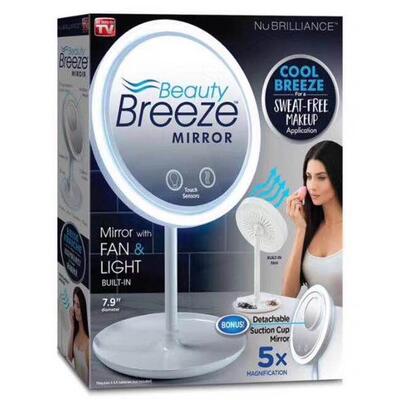 热销三合一带风扇LED灯台式无汗化妆镜Beauty Breeze Mirror