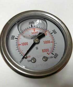 50mm 轴向耐震压力表 0～400bar 6000psi 轴向无边 后外壳Φ50mm
