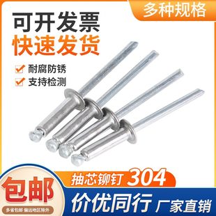 型螺丝4m 不锈钢拉30 6抽芯铆钉4.8.铆钉心3.2拉 抽 圆头44开口钉