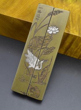 收藏铜器仿古办公用品文房四宝用具礼品实心纯铜镇尺镇纸压尺压纸