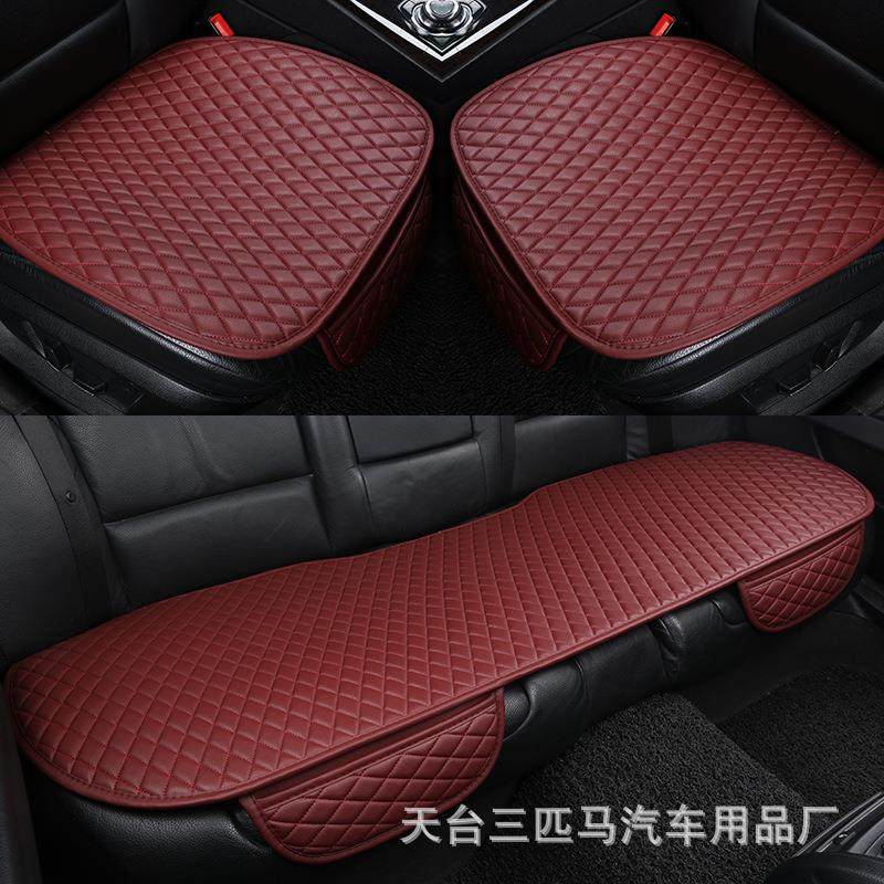 汽车坐垫四季通用皮革三件套防滑免捆绑单片后排无靠背座椅垫用品