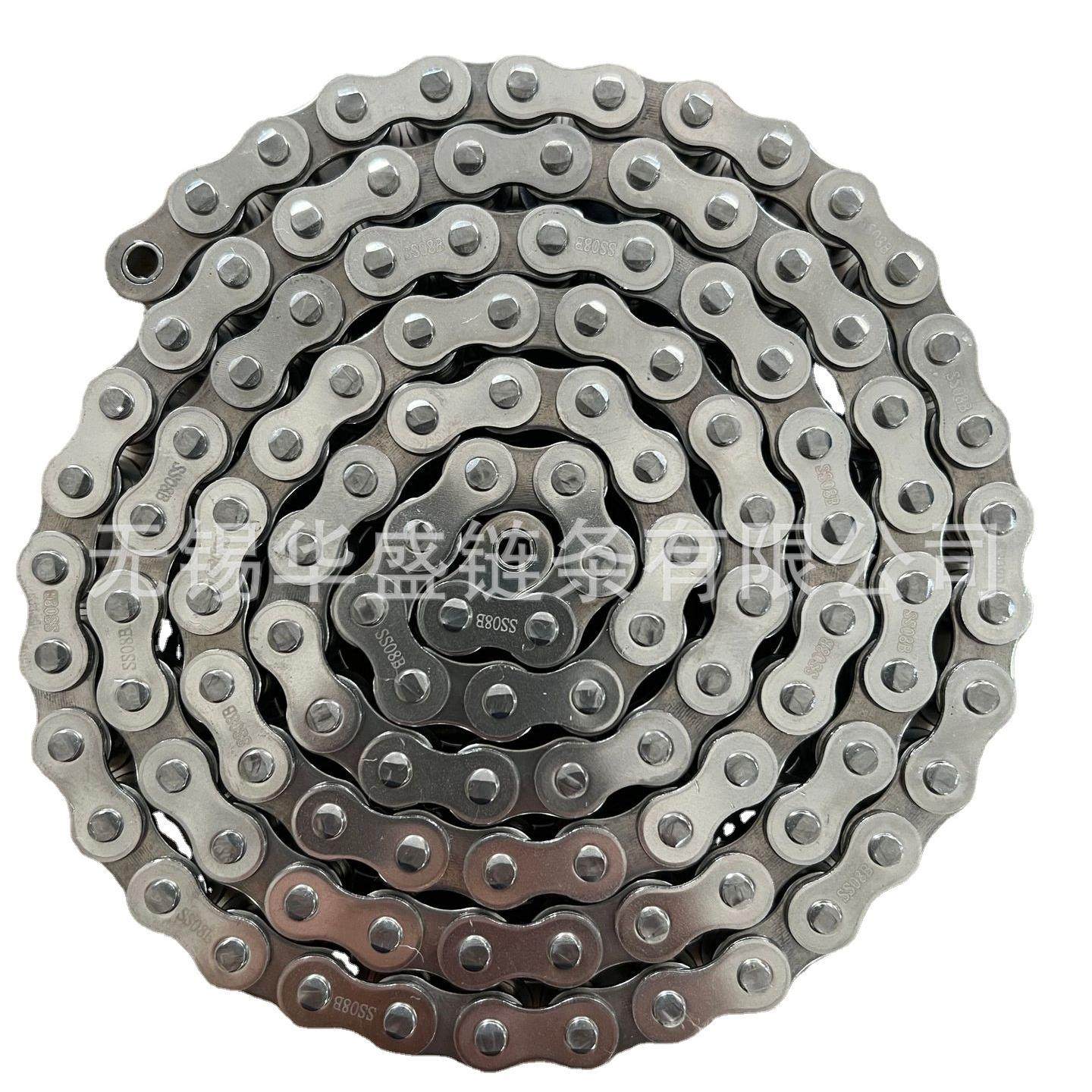 工厂供应304不锈钢B系列短节距精密滚子链 SS08B-1不锈钢传动链