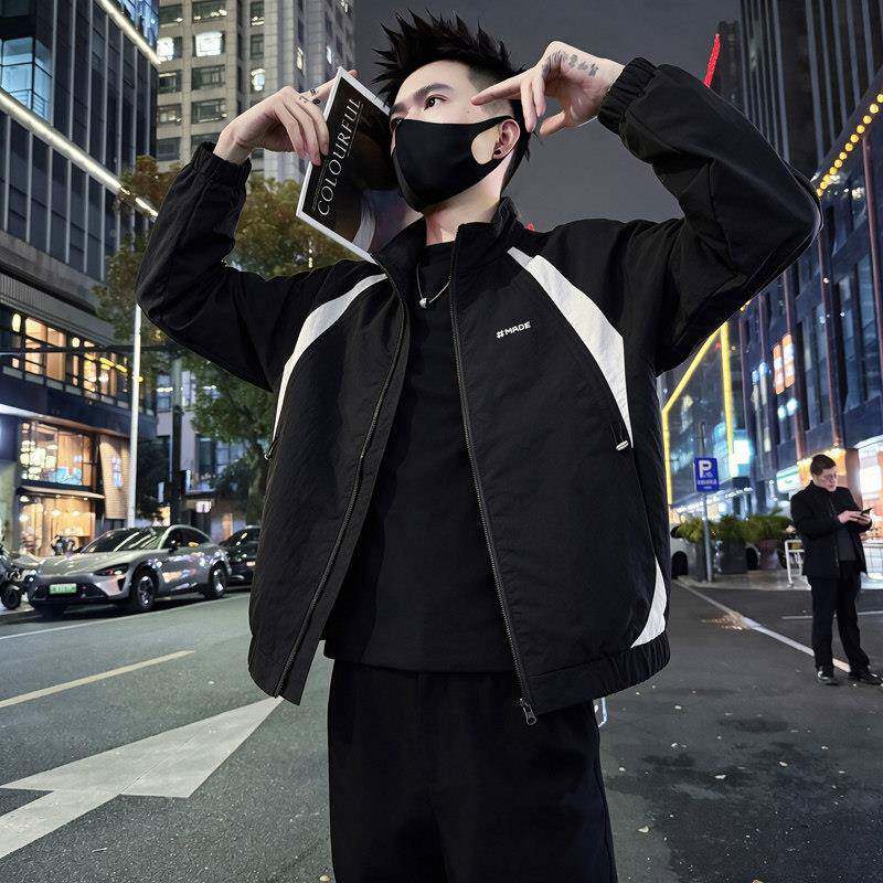式复古立领美外套男士高级感秋潮sj--1151牌接休闲男装上衣春季潮