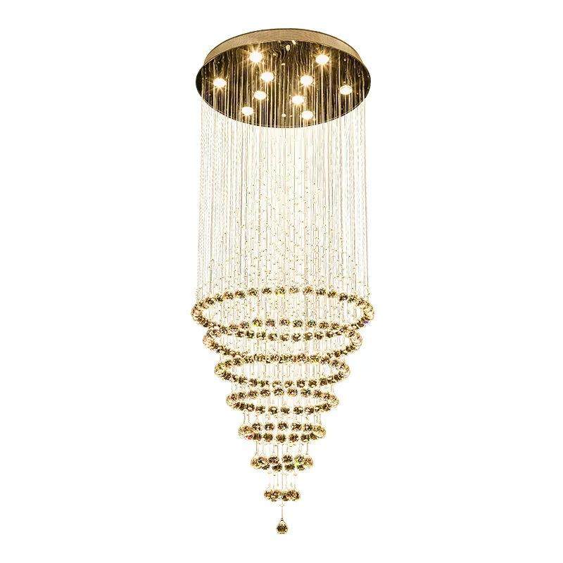 轻奢简约复式楼酒店吊灯别墅客厅灯楼梯大厅灯吊线水晶灯现代n