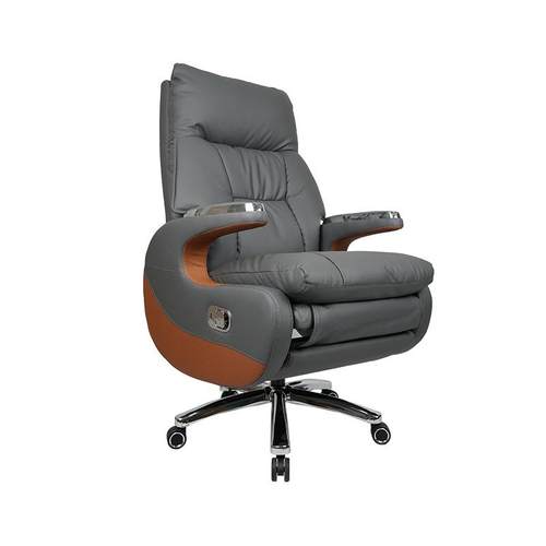 西皮老板椅办公椅可躺午休椅舒适久坐不累家用大班椅护腰经理椅子