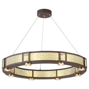 2025新中式客厅吊灯餐厅饭店包房别墅会所书房茶室LED圆形吊灯具