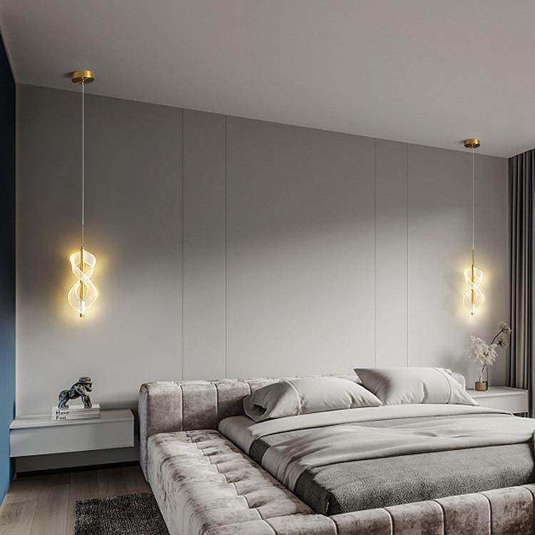 欧式床头吊灯轻奢极简长线客厅背景墙灯简约主卧室床头灯,家装灯饰光源,智能吊灯,淘宝优惠券,粉丝福利购,淘宝优惠卷