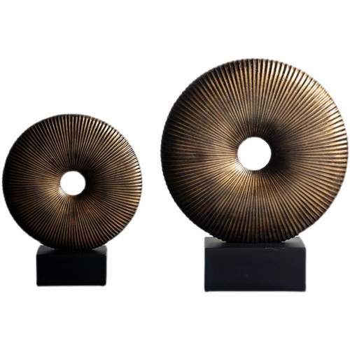 新中式禅意树脂圆环摆件北欧创意样板房酒店售楼部圆壁家居装饰品