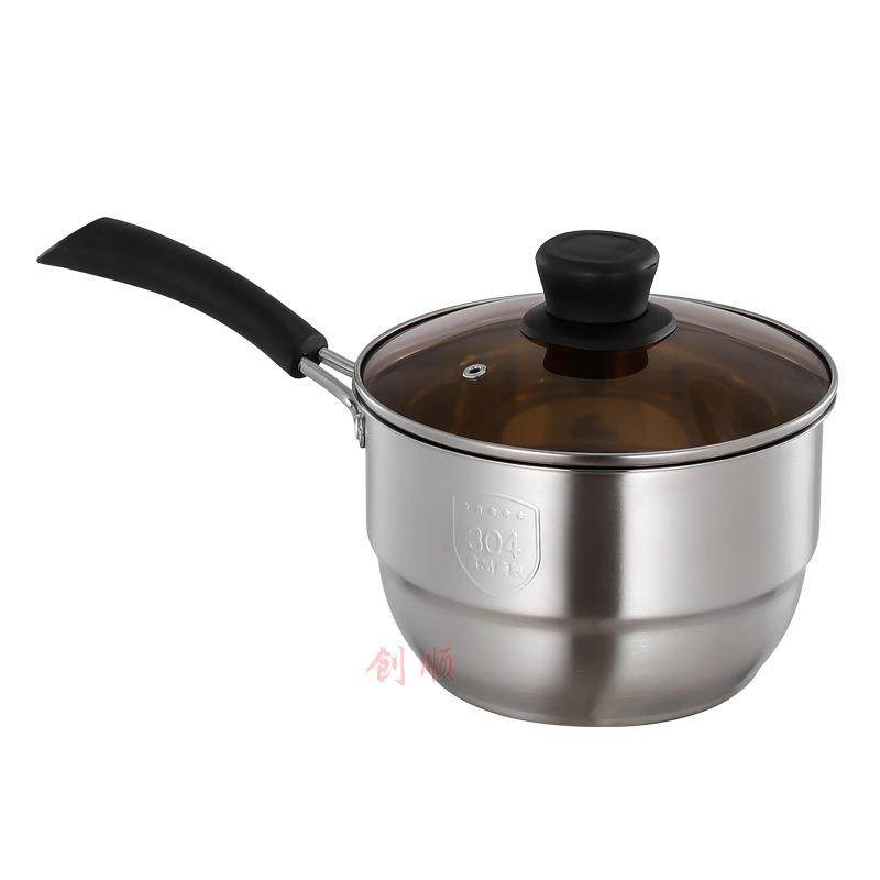 304不锈钢奶锅加厚单柄汤锅家用不粘辅食锅18CM带蒸片韩式早餐锅,厨房/烹饪用具,奶锅,淘宝优惠券,粉丝福利购,淘宝优惠卷