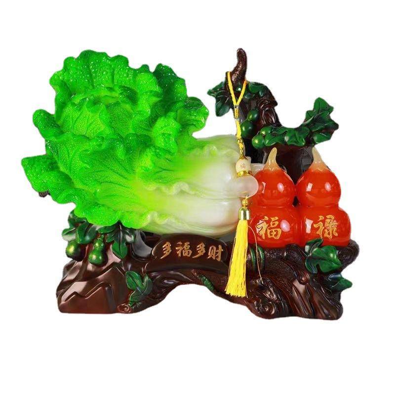多福多财仿玉白菜摆件客厅电视柜装饰品店铺乔迁开业白菜摆件