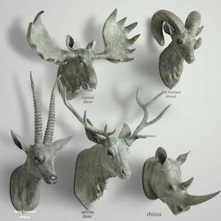 羊头鹿头鹿角挂墙动物头斯堪的纳维亚风格挂墙装饰挂墙装饰创意墙