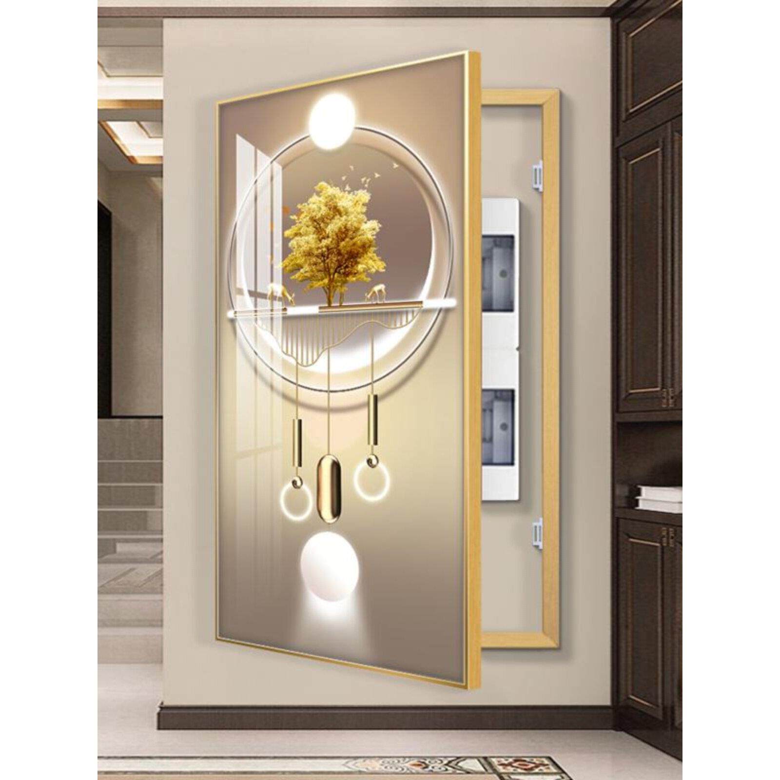 现代无障碍豪华表箱装饰画无冲孔垂直版配电箱壁画开关箱总开关挡