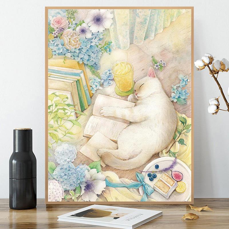 钻石画2024新款风景动物猫咪5d手工小幅点贴钻十字绣儿童卧室满钻