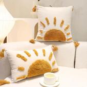 简约靠垫套现代靠枕卧式 ins时尚 北欧簇绒抱枕卧室软装 民宿飘窗垫